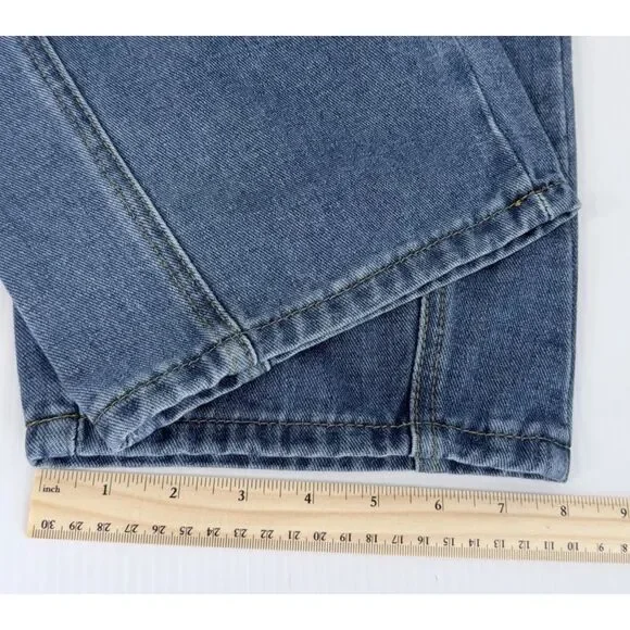 Women's Denim Cropped Overalls Size XS (Fit 33x24) Wide Leg Blue Jean - Picture 9 of 11